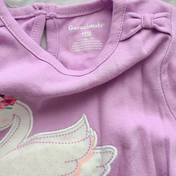 Garanimals Pink/Lilac Bodysuit with Swan Design 18M - Picture 2 of 4